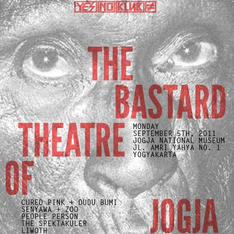 Flyer for YNK#12, 5 September 2011 at Jogja National Museum, featuring Cured Pink + Dudu Bumi, Senyawa + Zoo, Person People, The Spektakuler & Liwoth